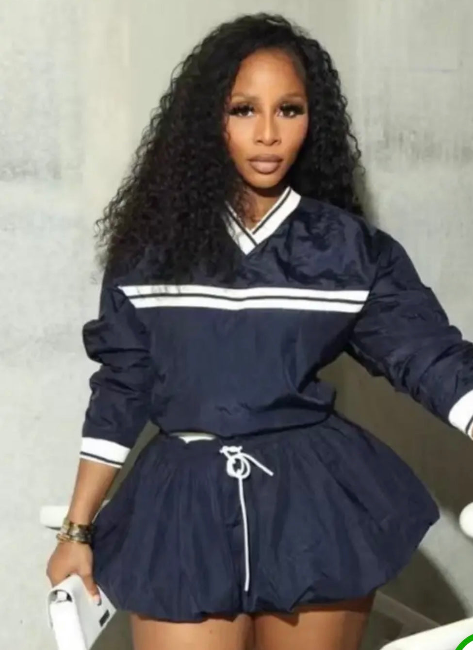 Navy Varsity Skirt Set