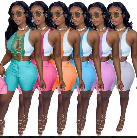 Shortset with Front-Lacing Top